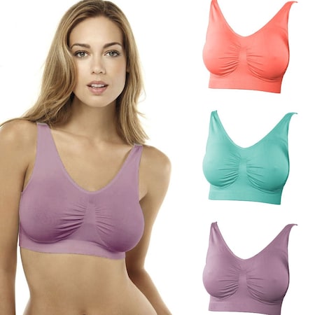 Comfortisse Bras - 3 Pack - Pink, Purple, Teal - Small, 3PK 80-1US01